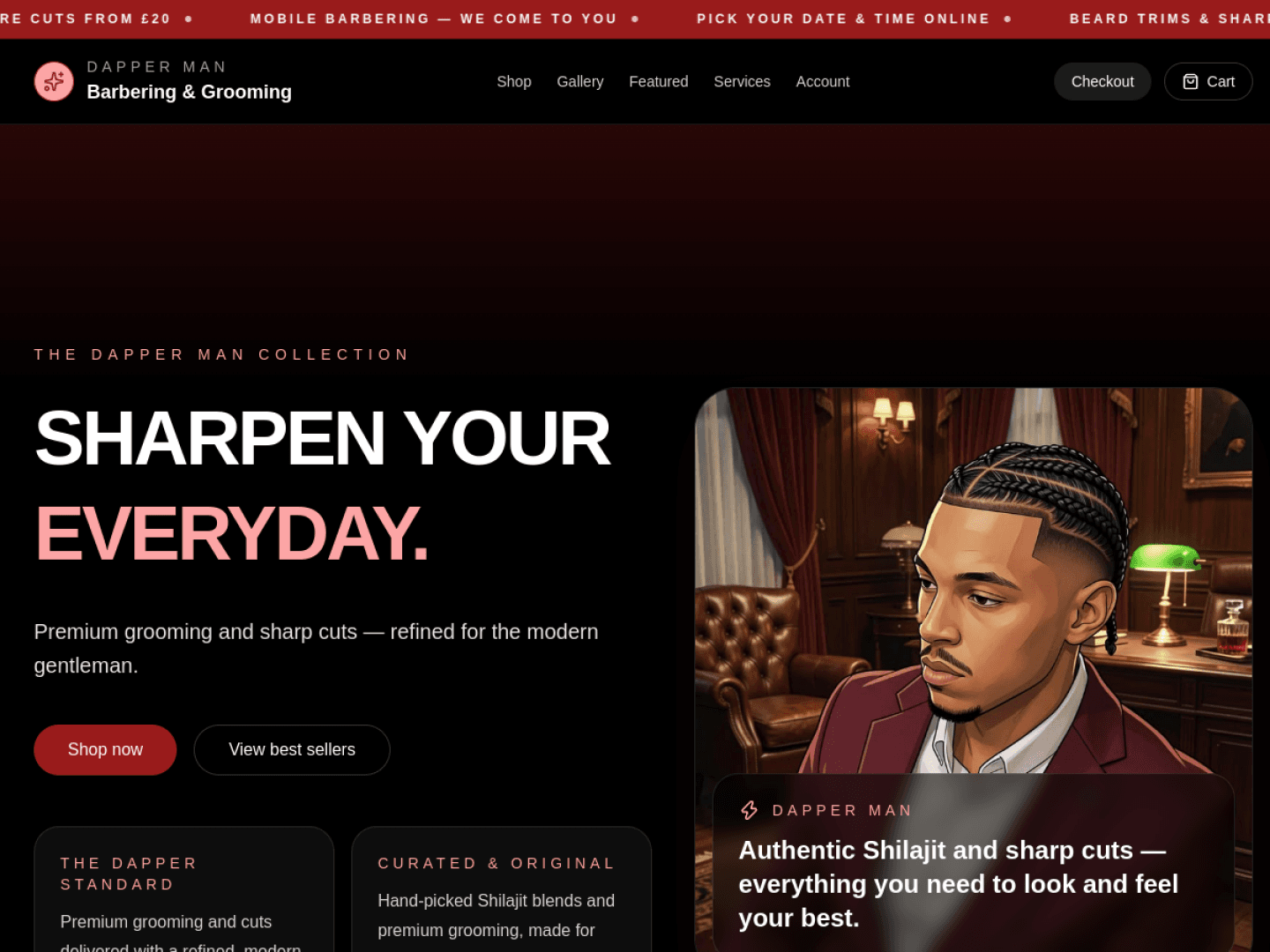 Dapper Man local grooming business website, representing a service-area business